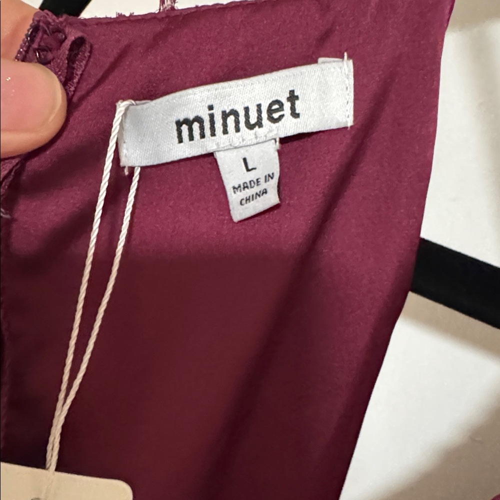 Minuet Plum satin pleated halter maxi dress size L 
( Maternity Optional ) - Picture 7 of 10